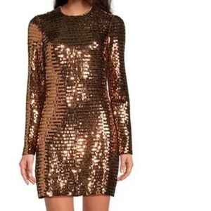 Gianni Bini mini dress 0 brown sequins Celesta prom party statement new $200